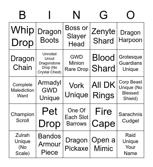 Combat 100+ Bingo Card