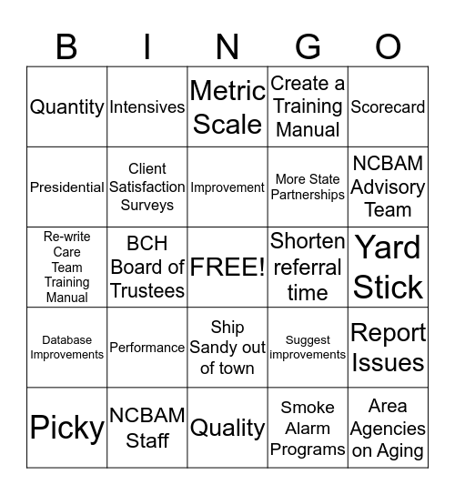 PQI Bingo Card