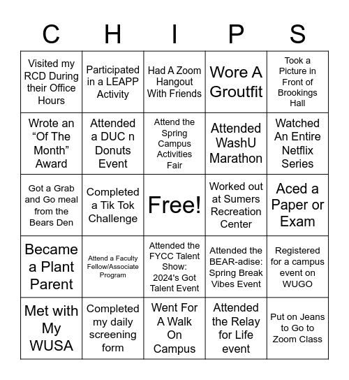 Spring 2021 Is All That & A Bag Of Chips! Bingo Card