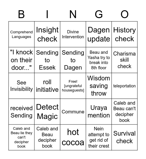 The Mighty Nein and the Tomb Takers Re-Enact Scenes from Clue [Critical Role 2.122] Bingo Card