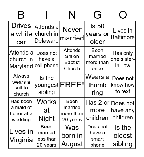 50th Anniversary Bingo Card