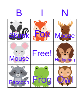 Baby Animal Bingo Card