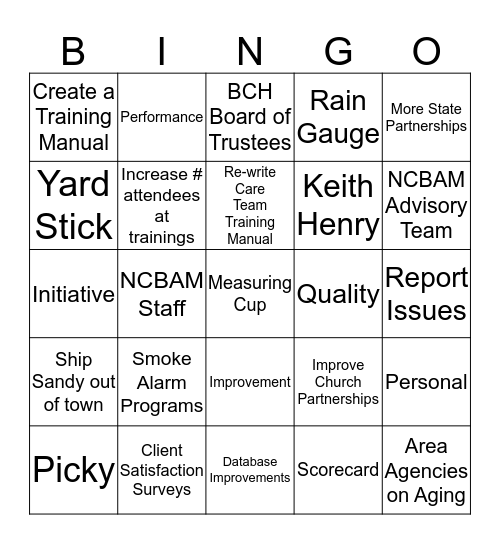 PQI Bingo Card