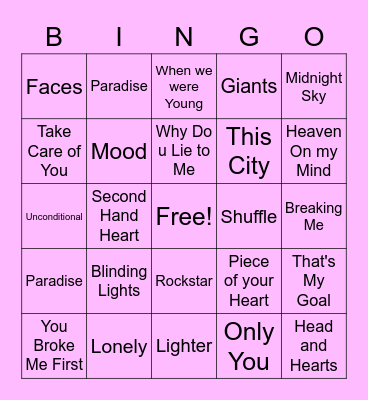 20/21 RADIO FAVES Bingo Card