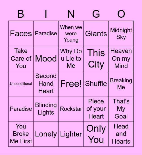 20/21 RADIO FAVES Bingo Card