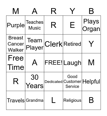 Mary Breland Bingo! Bingo Card