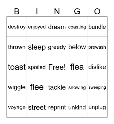 Phonics Bingo Card