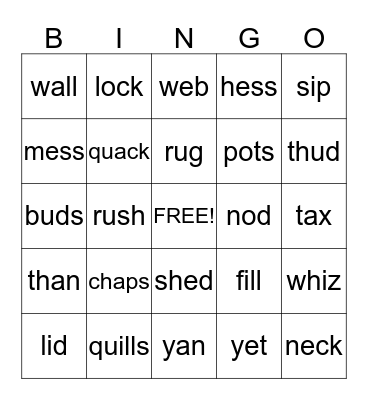 Wilson 1.1-1.6 Bingo Card