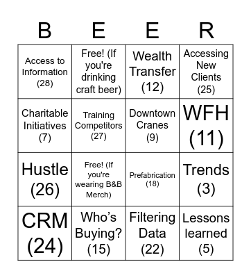 Builders & Brews & Bingo Card