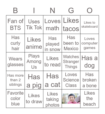 Class Bingo Card