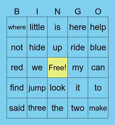 SIGHT WORDS Bingo Card