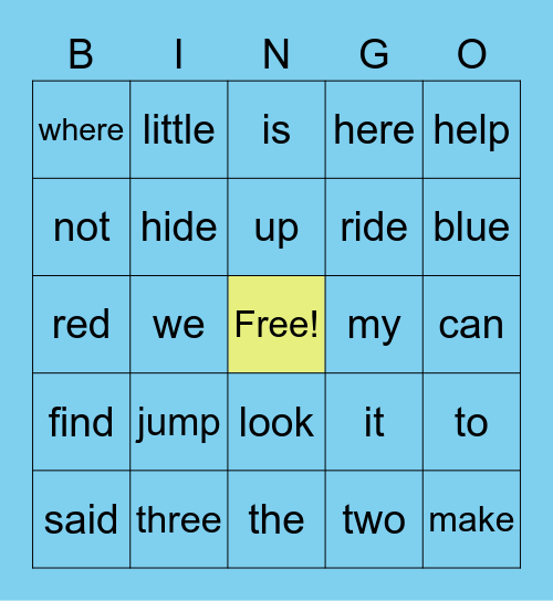 SIGHT WORDS Bingo Card