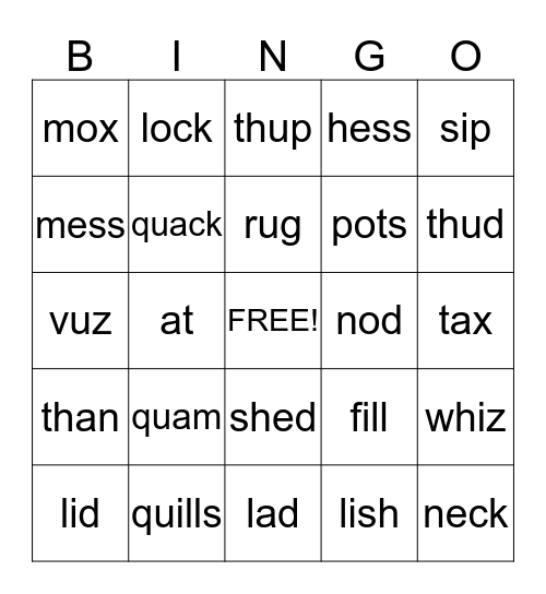 Wilson 1.1-1.6 Bingo Card