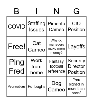 Townhall Bingo Card