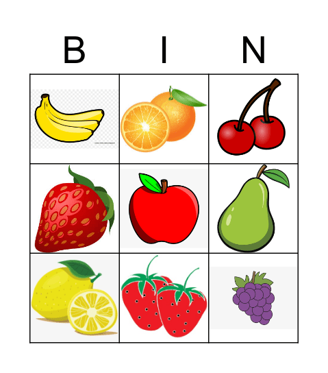 Fruit Bingo Card