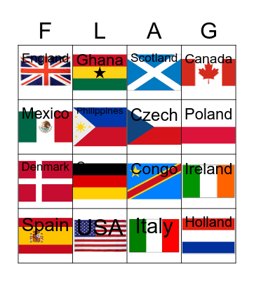 Flags of Nations Bingo Card