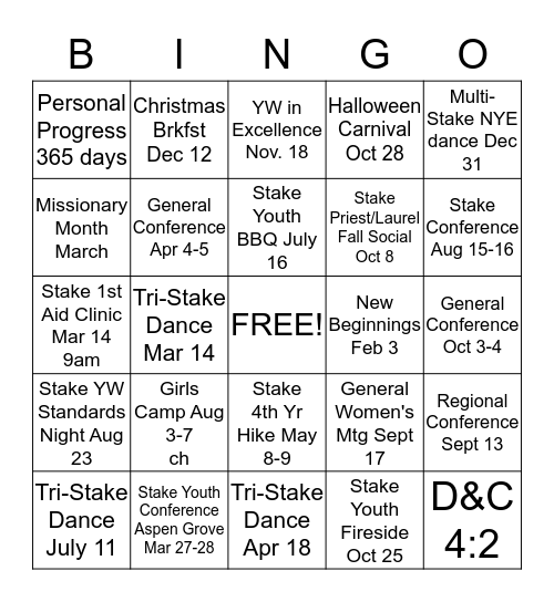 EMBARK Bingo Card