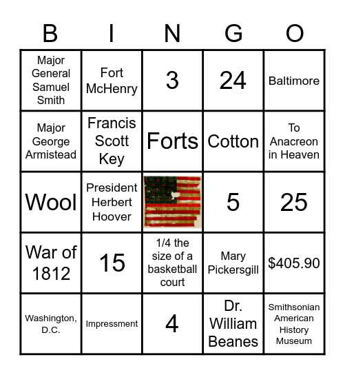 Star-Spangled Banner History Bingo Card