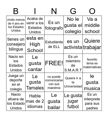 S.M.A.R.T Bingo  Bingo Card