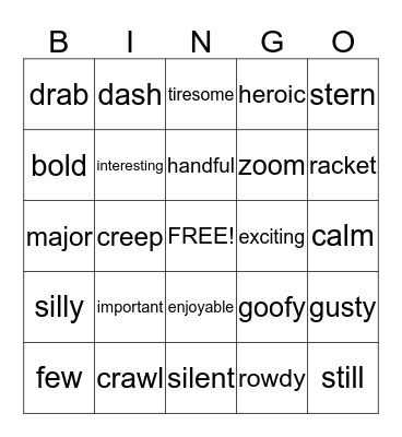 W O R D O Bingo Card