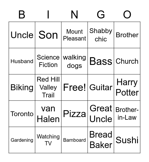 Ed's Birthday BINGO card 2 Bingo Card
