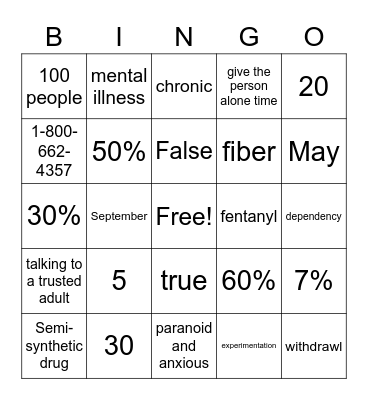 VOW Foundation Bingo Card