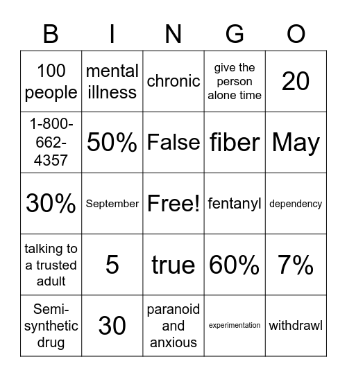 VOW Foundation Bingo Card