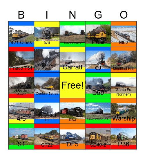 Locomotives in the United States and Beyond Bingo Card