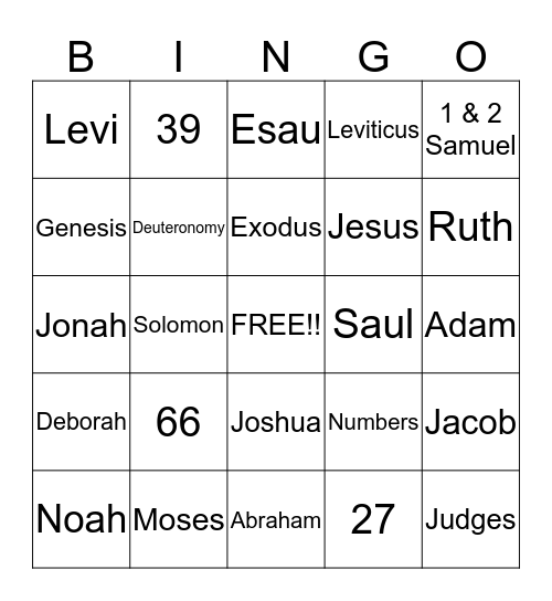 Old Testament Bingo Card