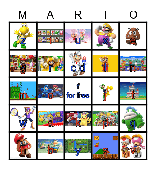 Super Mario Bingo! Bingo Card