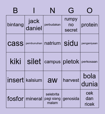 luka Bingo Card