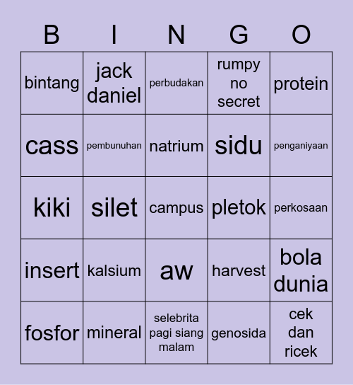 luka Bingo Card