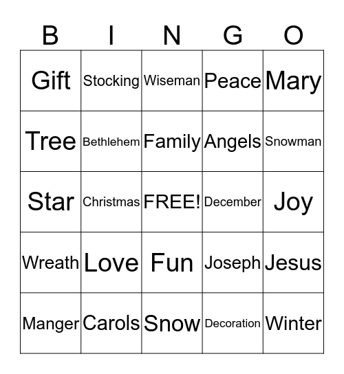 Christmas Bingo Card