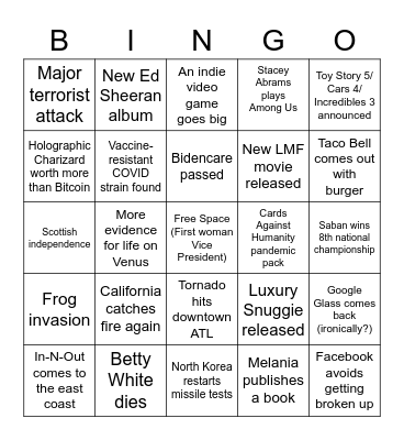 2021 Bingo Card