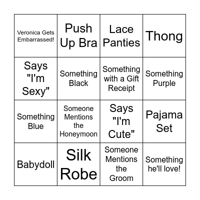 Lingerie Party Bingo! Bingo Card