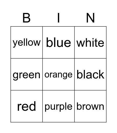Color Bingo Card