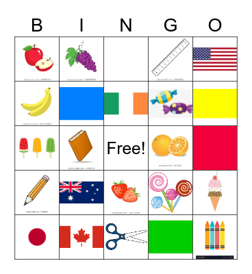 ENGLISH BINGO Card