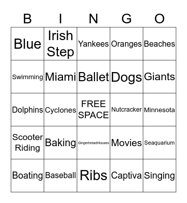 Cecilia Maria McCarthy Bingo Card