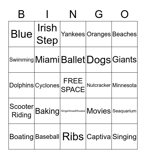 Cecilia Maria McCarthy Bingo Card