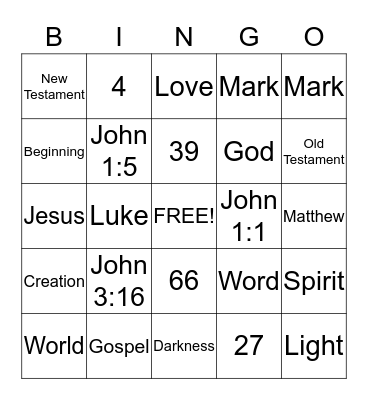 Bible Bingo Card