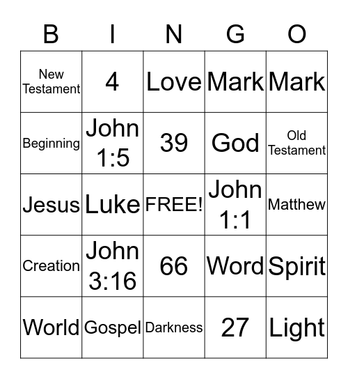 Bible Bingo Card