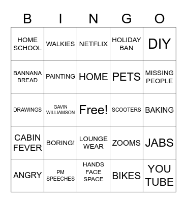 LOCKDOWN Bingo Card