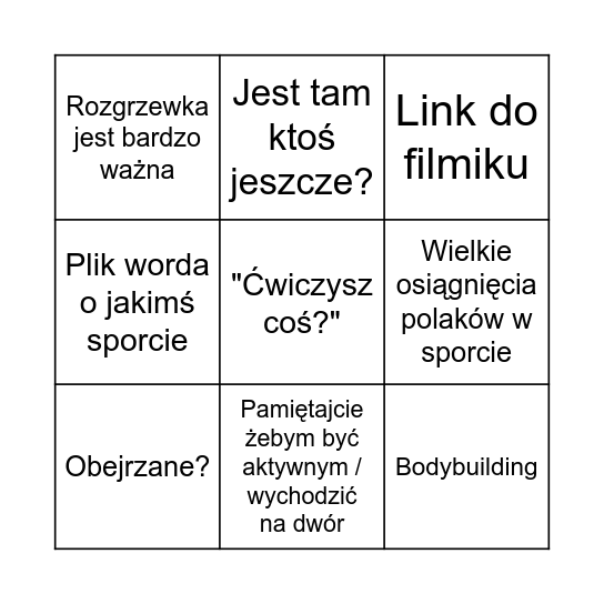 NIEMIEC BINGO Card