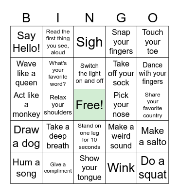 Casa Bingo Card