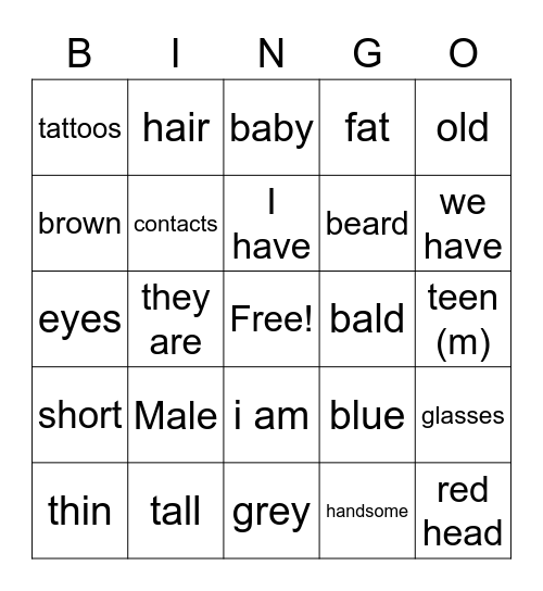 Como Eres Bingo Card