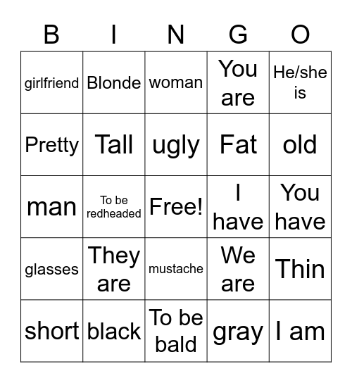 Como Eres Bingo Card