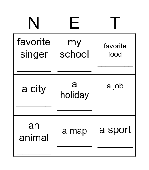 Super Searchers Bingo Card