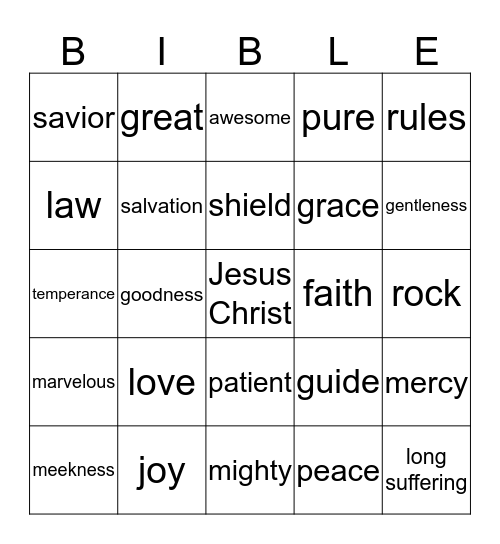 Bible Bingo Card