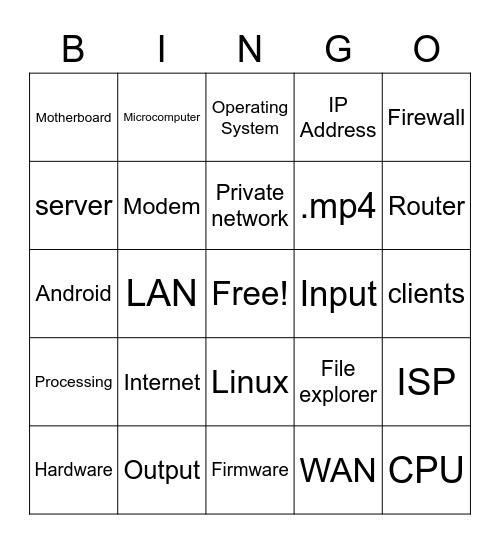 Computing Bingo Card