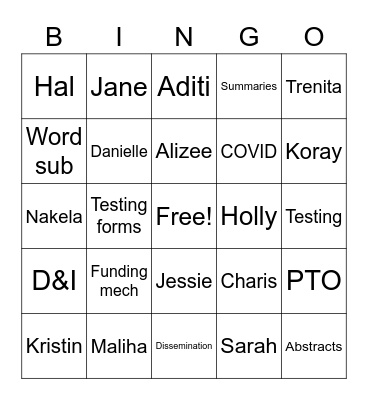 People and Process Bingo Card